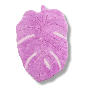 Pink Monstera Leaf Shaped Accent Hand Tufted Wool Rug