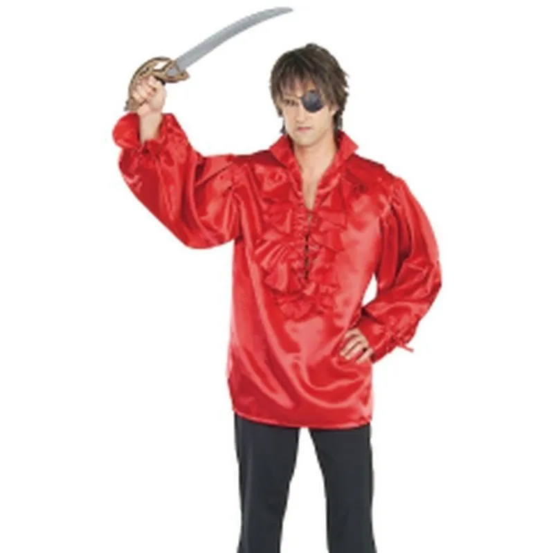 Pirate Shirt Red Satin Adult Size Xl