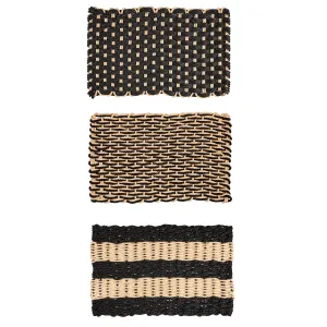 PP Black and Cream Woven Mat, 3 Asst,41p2694