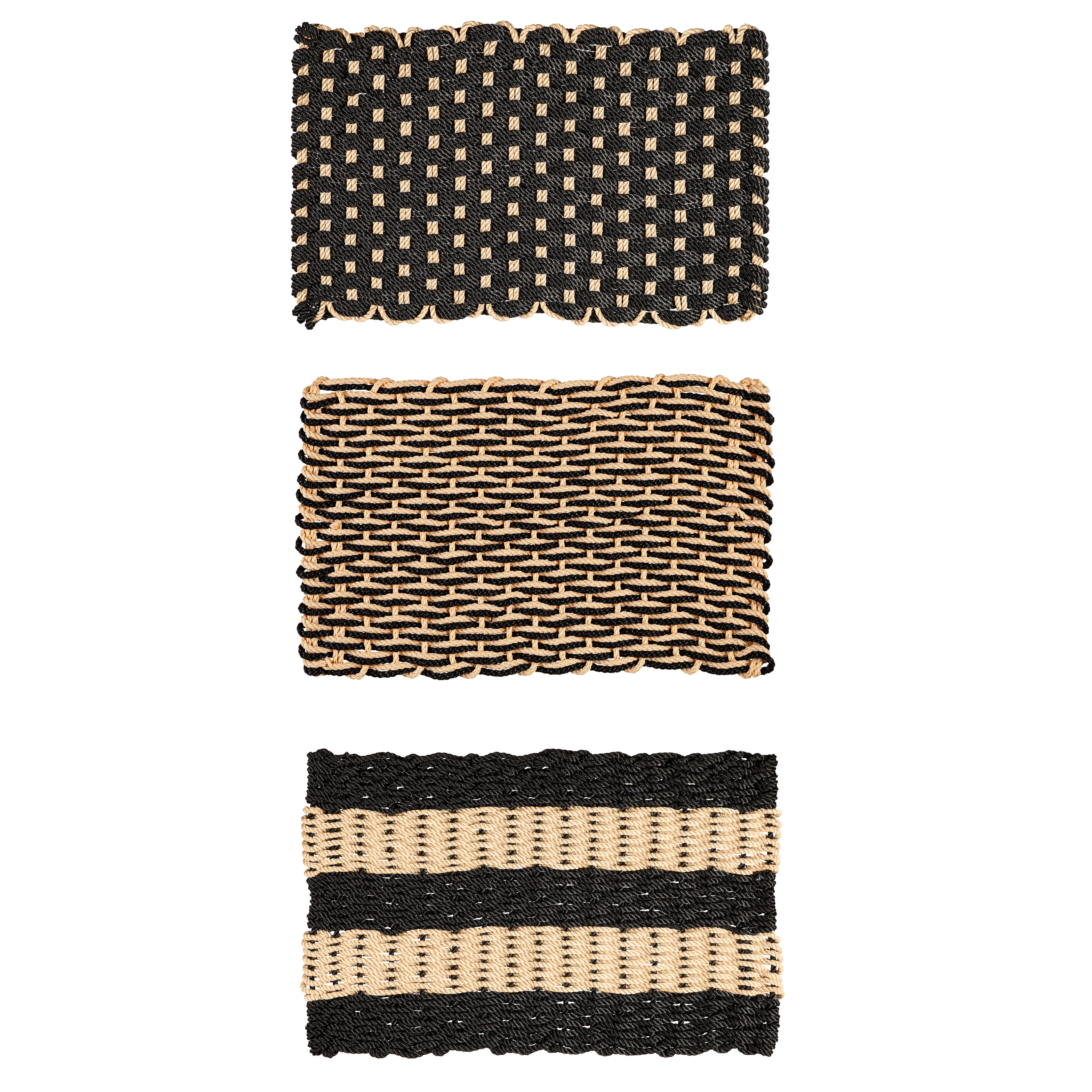 PP Black and Cream Woven Mat, 3 Asst,41p2694