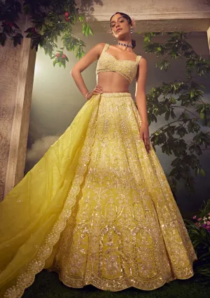Prime yellow organza  lehenga set