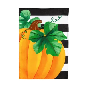 Pumpkin Stripe House Burlap Flag,13b9898