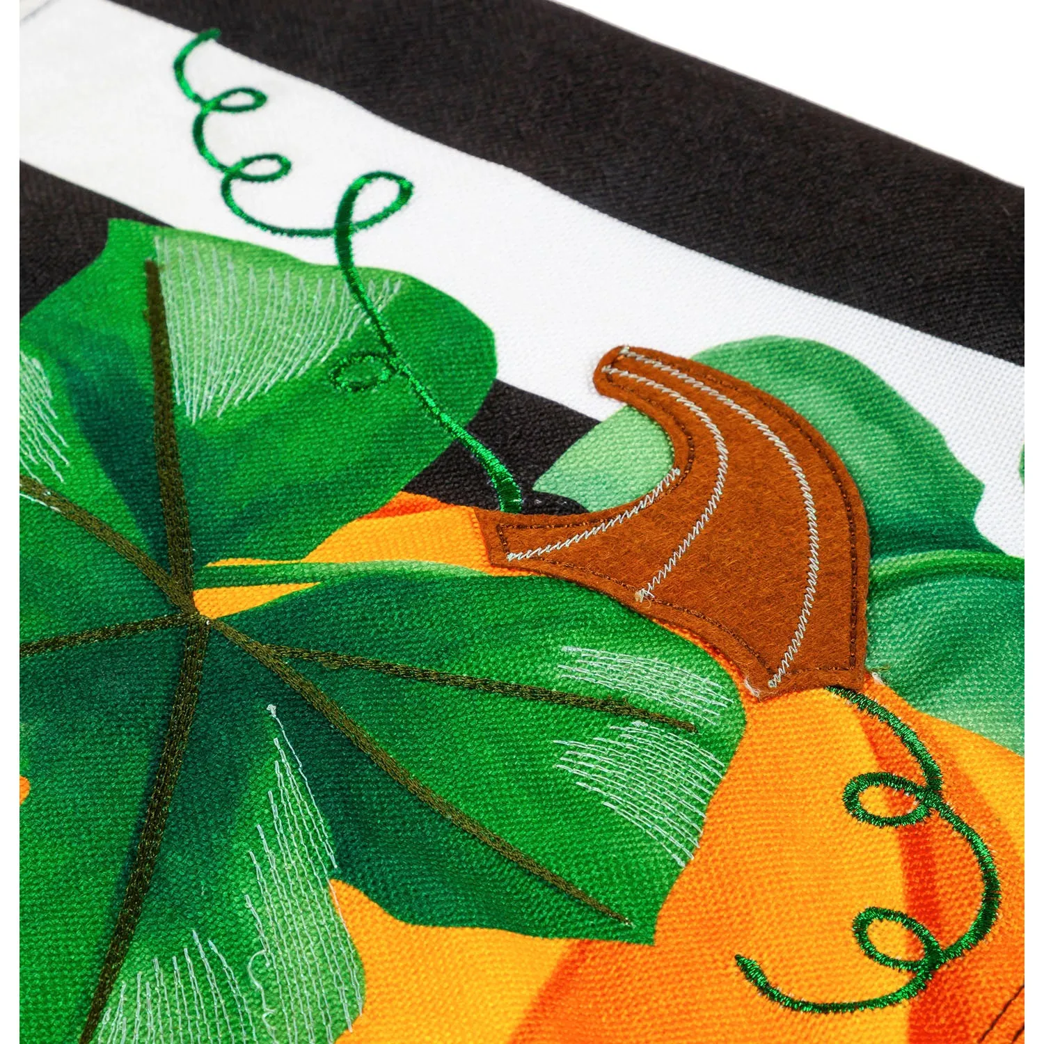 Pumpkin Stripe House Burlap Flag,13b9898
