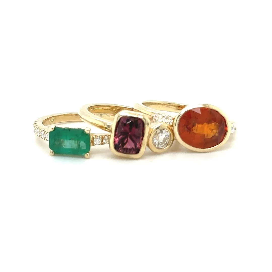 Raspberry Tourmaline & Diamond Duo Ring
