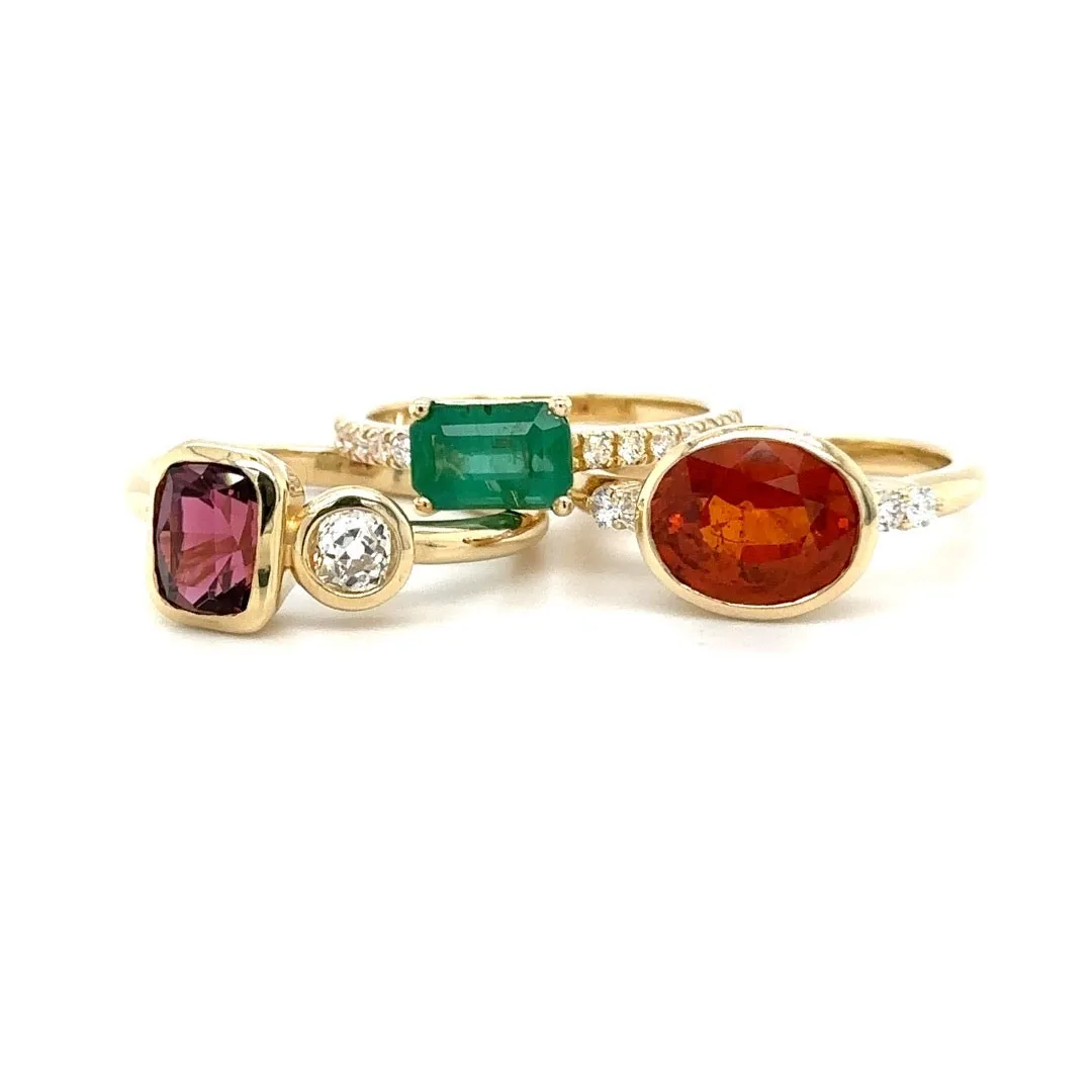 Raspberry Tourmaline & Diamond Duo Ring