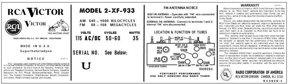 RCA-2XF933