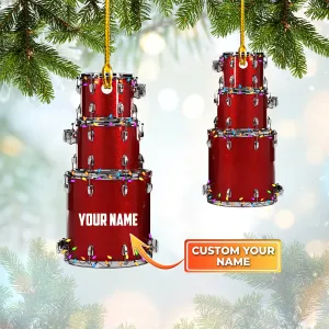Red Drum, Drummer, Christmas Drum Set Shaped Ornament 02