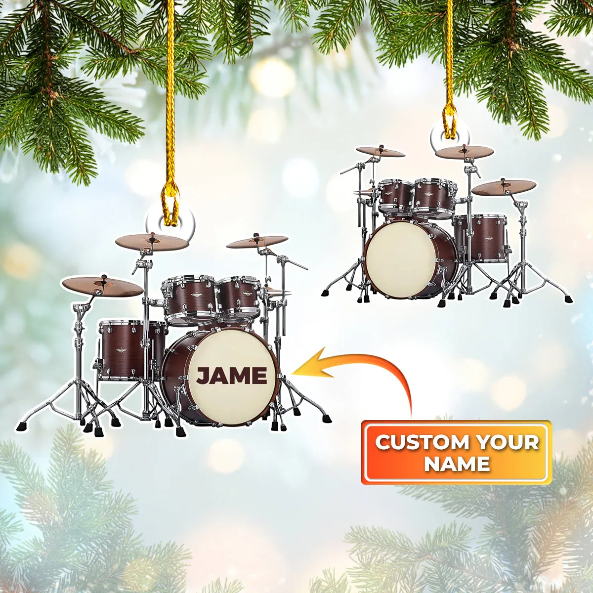 Red Drum Kit - Shaped Ornament 01