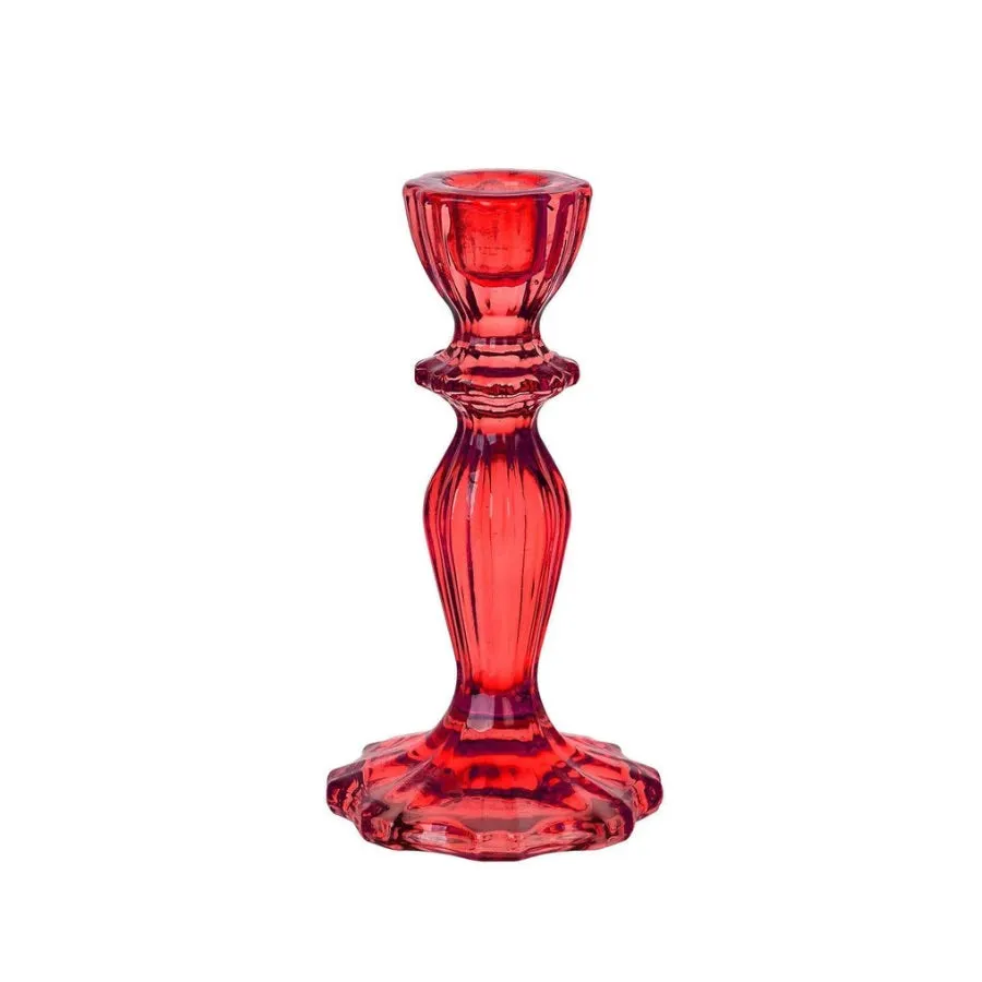 Red Glass Candle Holder