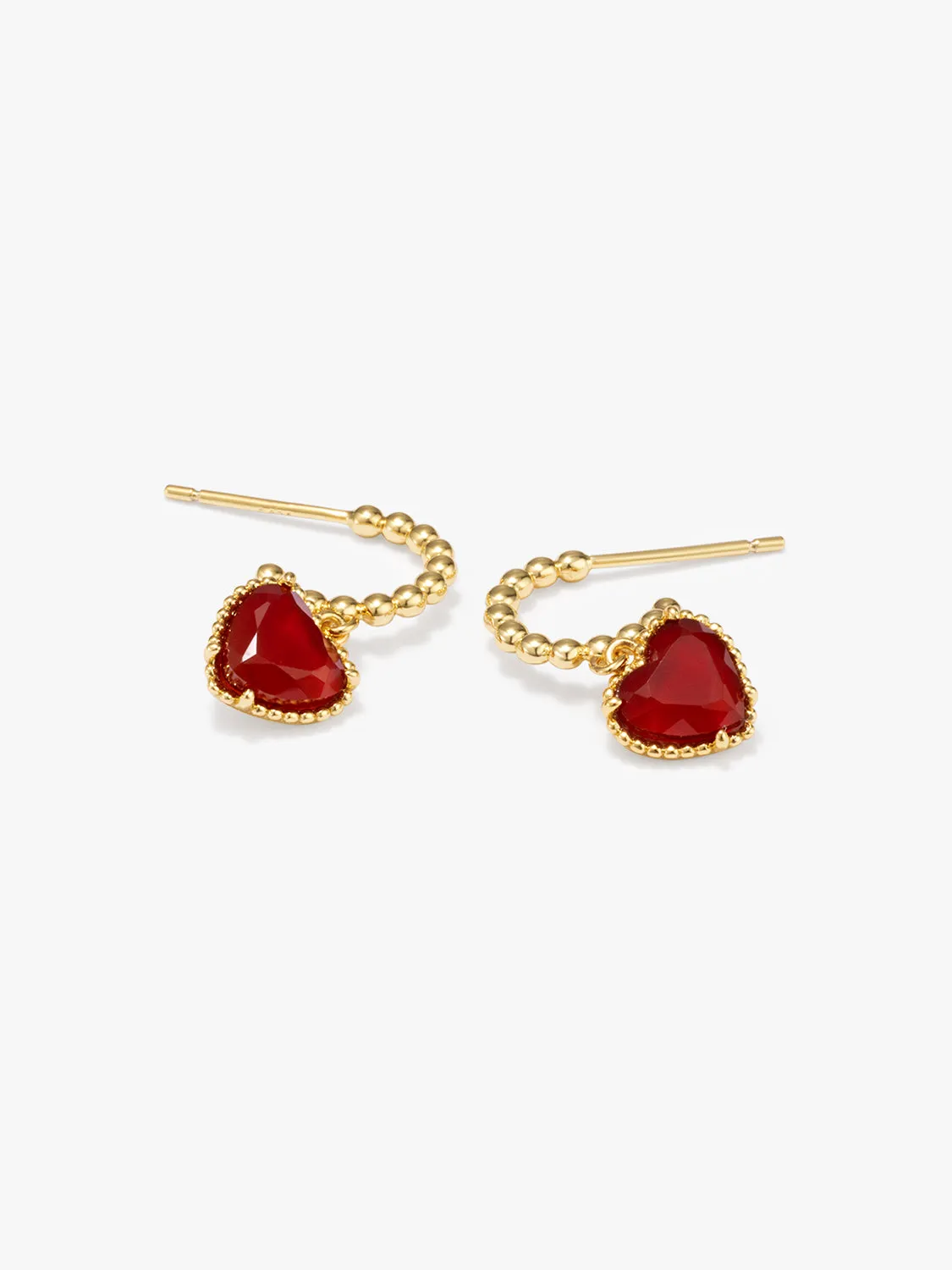 Red Heart-Cut Agate Drops