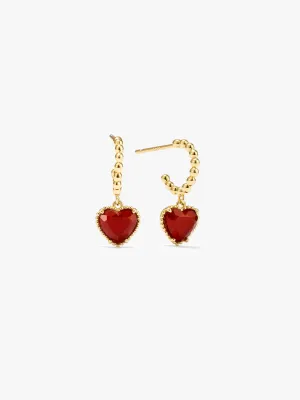 Red Heart-Cut Agate Drops