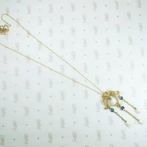 Renaissance Revival Lavalier in Gold, Sapphires & Pearls