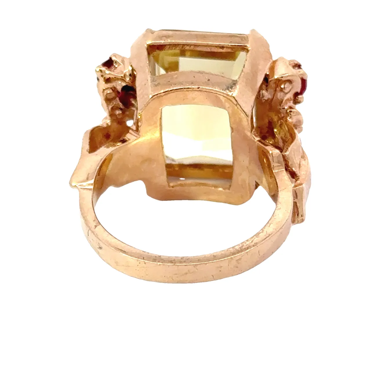 Retro Citrine, Ruby and 14K Yellow Gold Ring