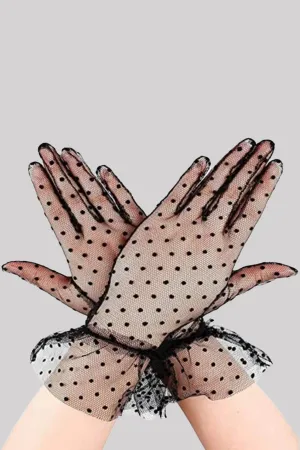 Ro Rox Polka Dot Delicate Mesh Vintage Retro Wrist Gloves