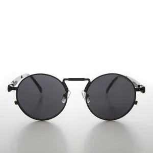 Round Black Metal Goth Steampunk Sunglass - Ivan 2
