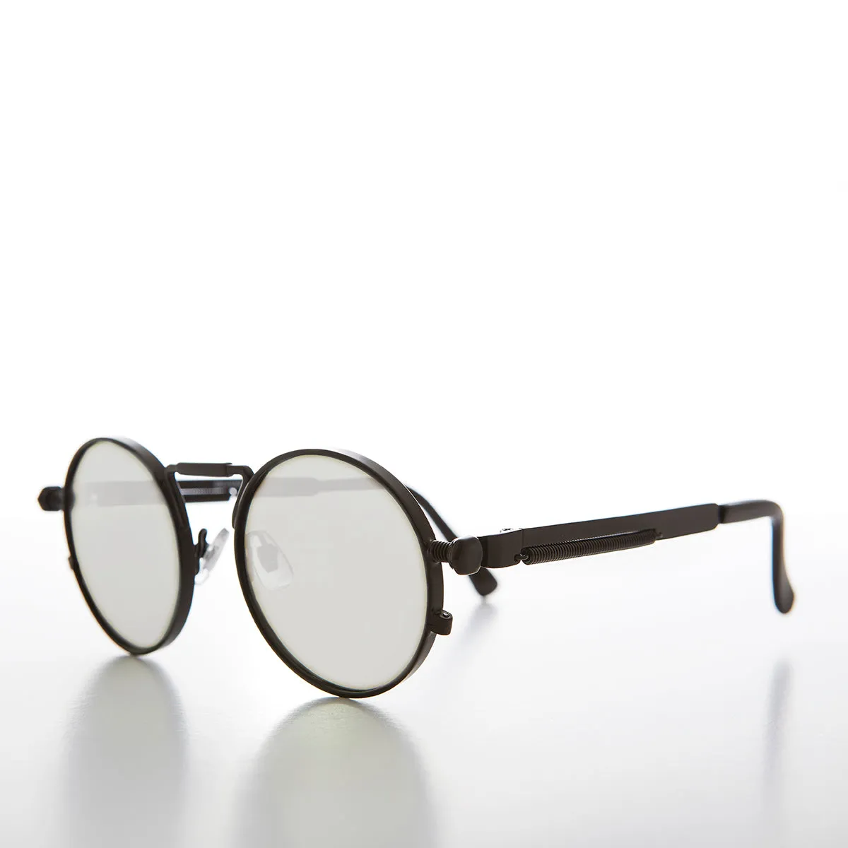 Round Black Metal Goth Steampunk Sunglass - Ivan 2