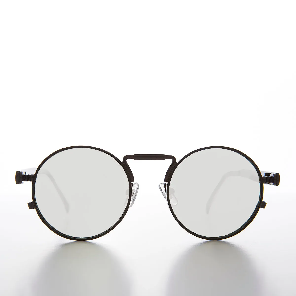 Round Black Metal Goth Steampunk Sunglass - Ivan 2