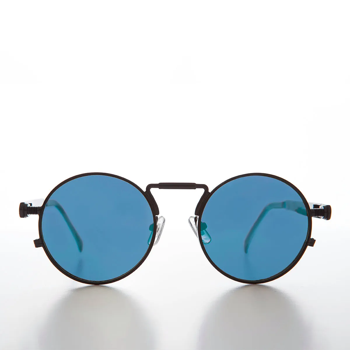 Round Black Metal Goth Steampunk Sunglass - Ivan 2