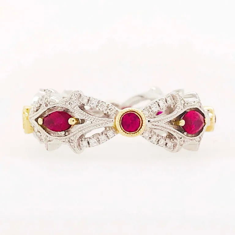 Ruby and Diamond Ring, Two Toned