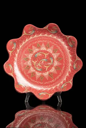Salmon Tone Flower Shape Plate With Fish from Capula, Mexico