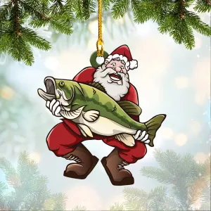 Santa Claus Fishing - Shaped Ornament 06