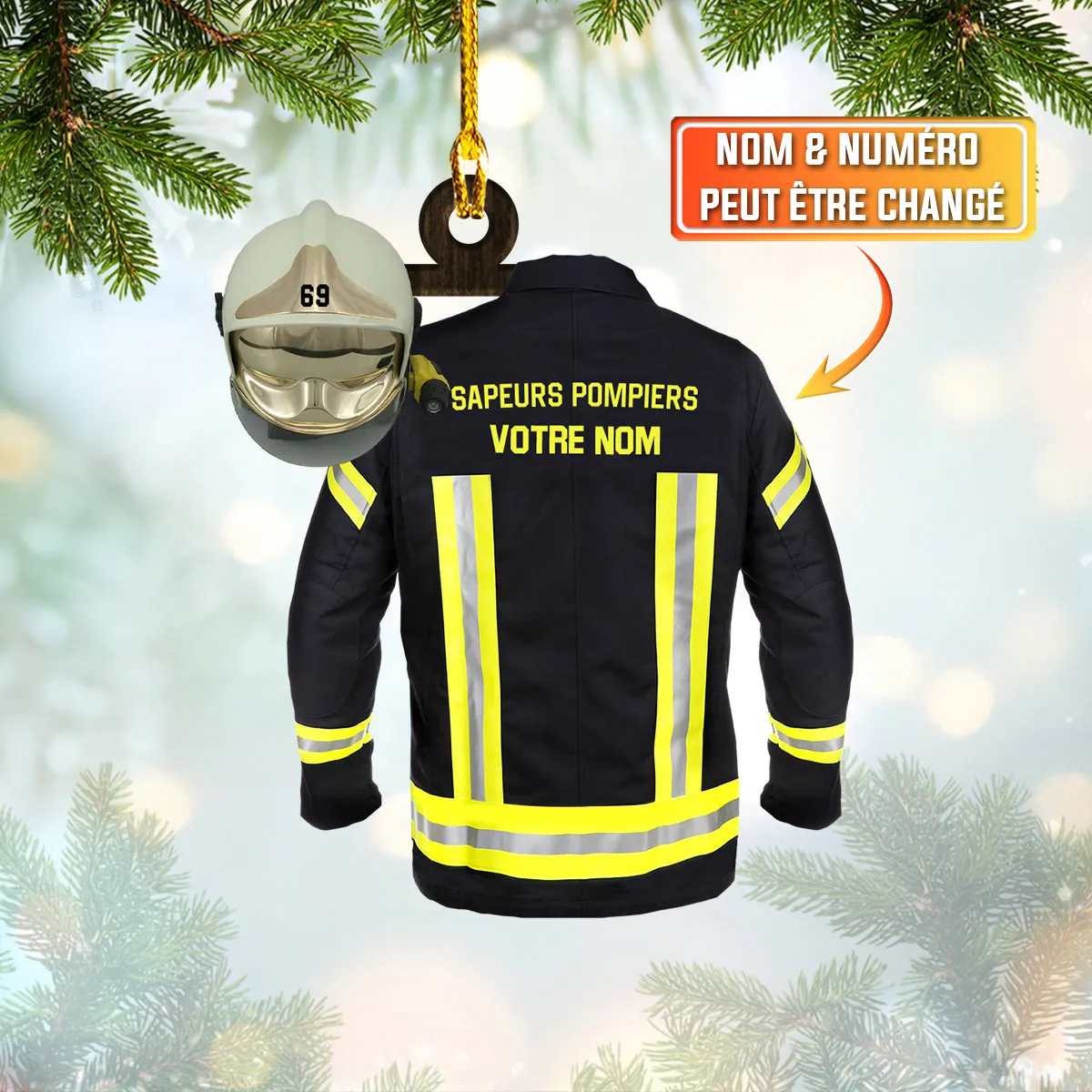 Sapeurs Pompiers - Custom Shaped Ornament 09 (Le noir)
