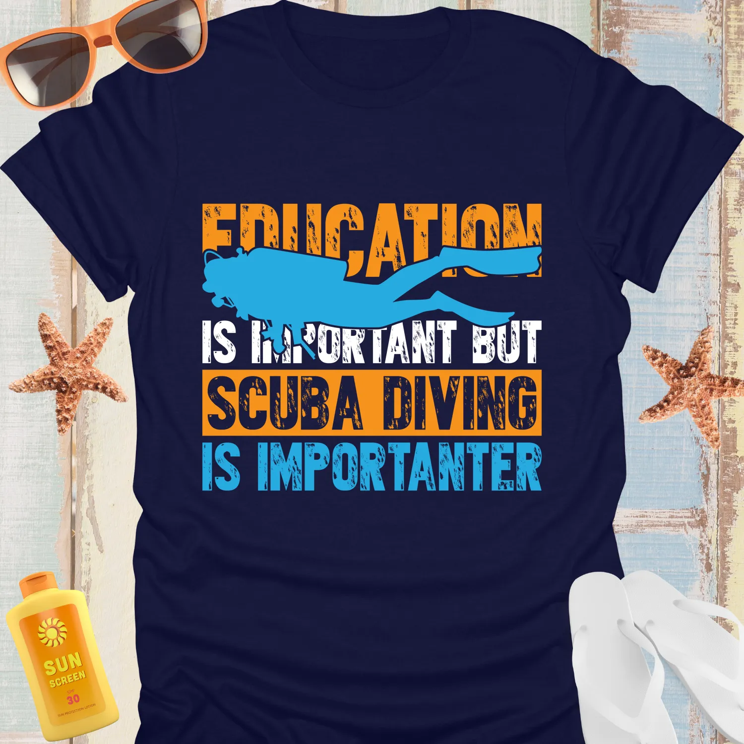 Scuba Diver T-Shirt Celebrates Adventure Over Education