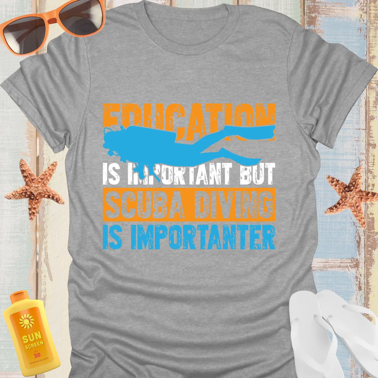 Scuba Diver T-Shirt Celebrates Adventure Over Education