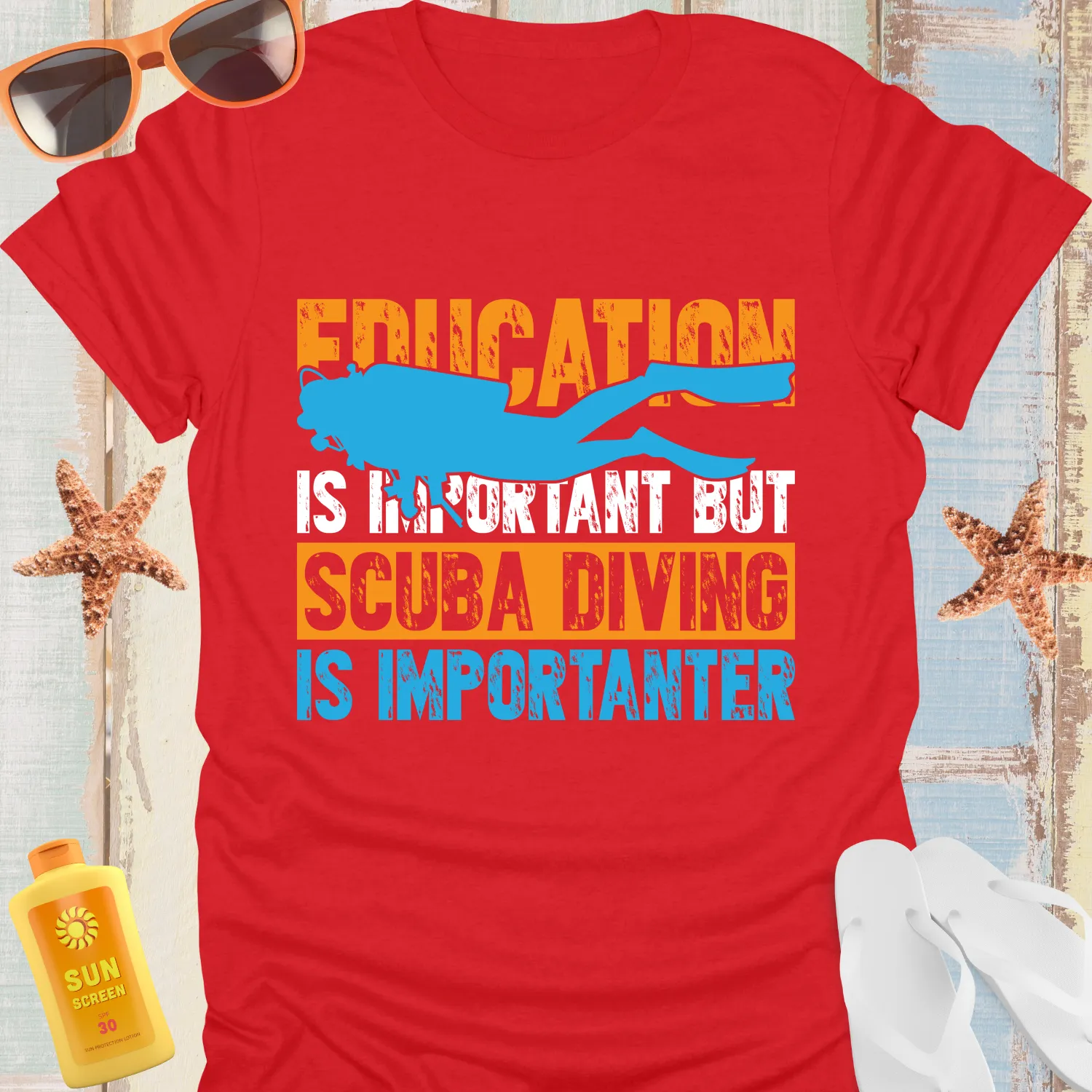 Scuba Diver T-Shirt Celebrates Adventure Over Education