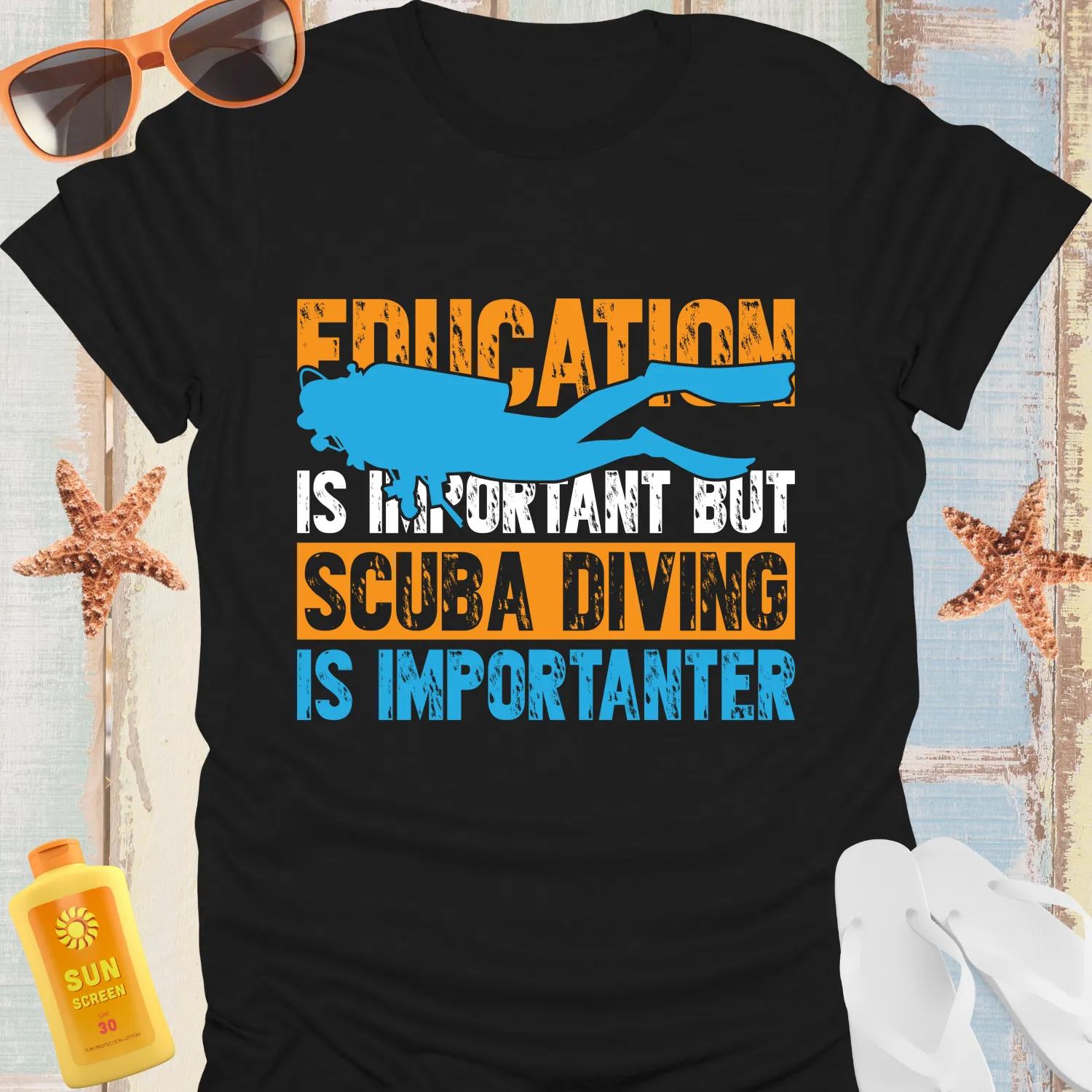 Scuba Diver T-Shirt Celebrates Adventure Over Education