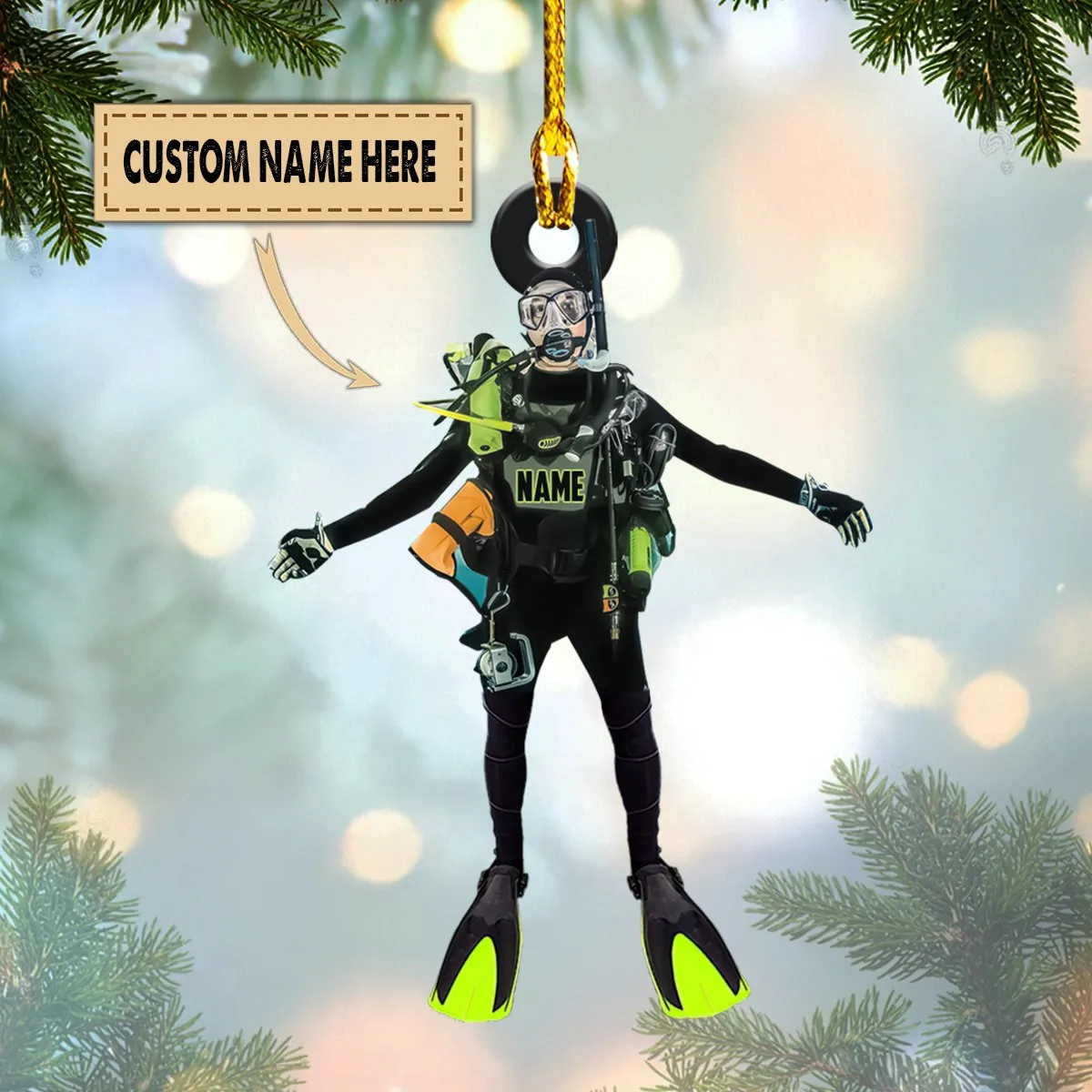 Scuba Diving Ornament - Scuba Diving Gift - Scuba Diver Custom Shaped Ornament