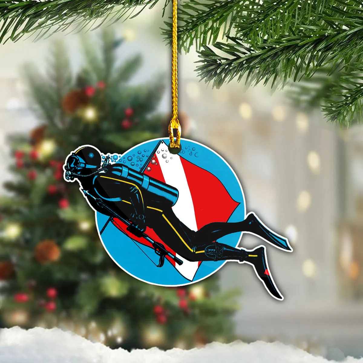 Scuba Diving Spearfishing - Shaped Ornament