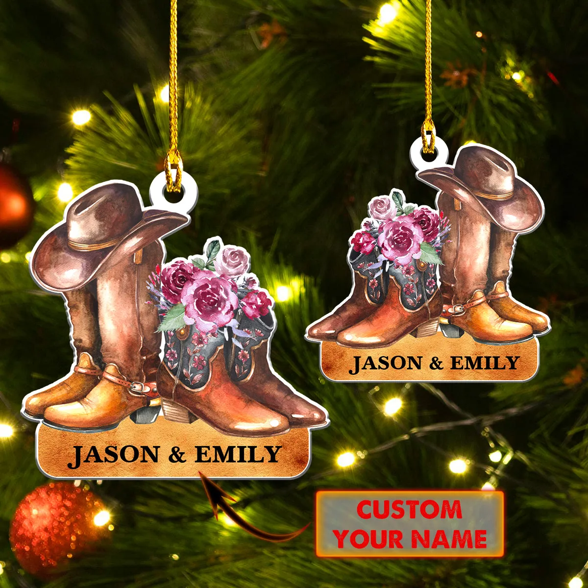 Shaped Ornament - Cowboy Couple