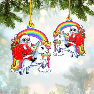 Shaped Ornament - Santa Claus And Unicorn