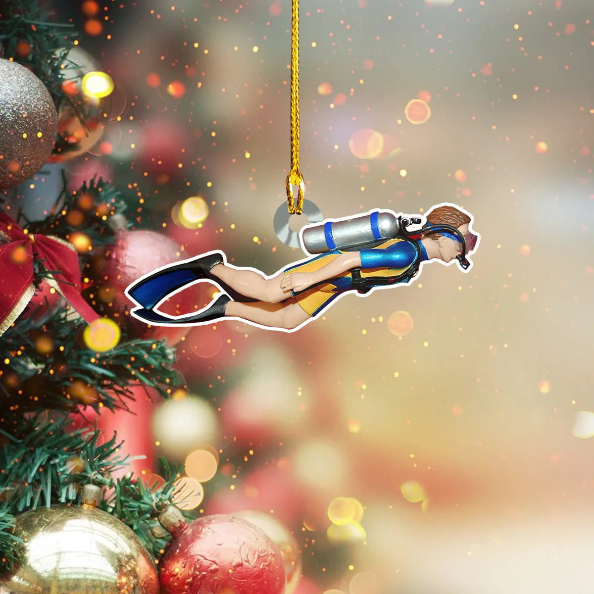 Shaped Ornament - Scuba Diving Christmas