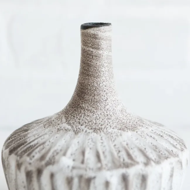 Shell Stoneware Fluted Vase