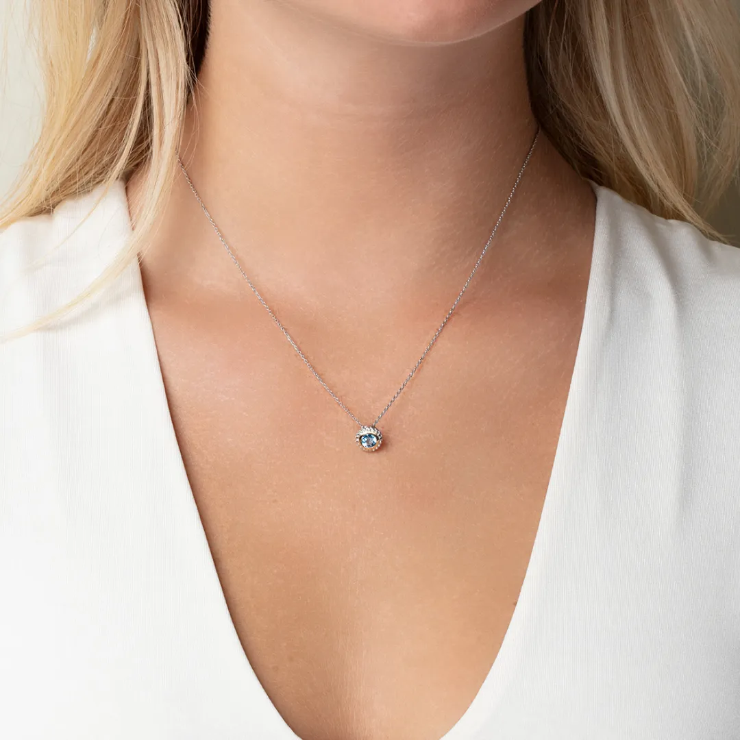 Silver & 18K Gold Prosecco Blue Topaz Pendant