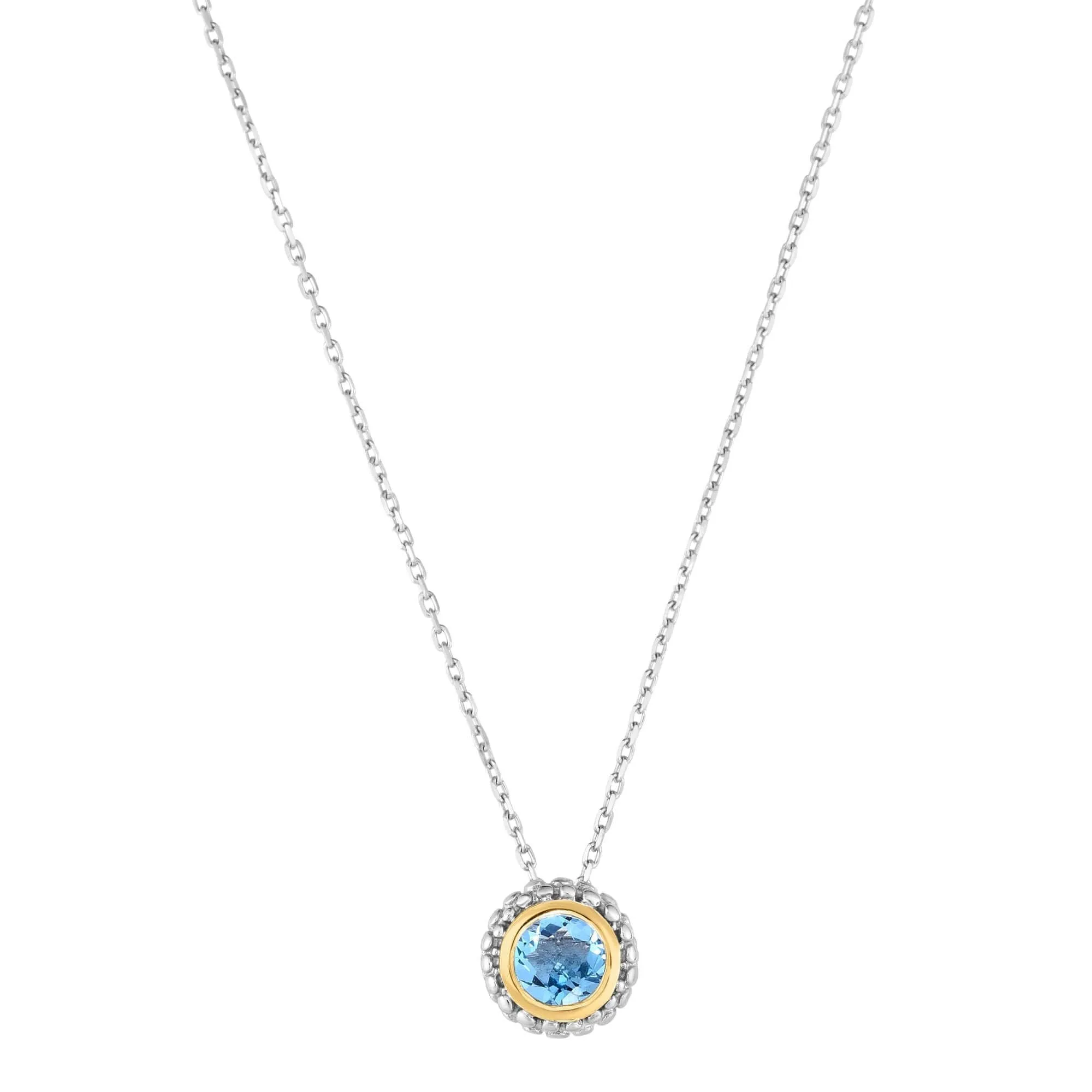Silver & 18K Gold Prosecco Blue Topaz Pendant