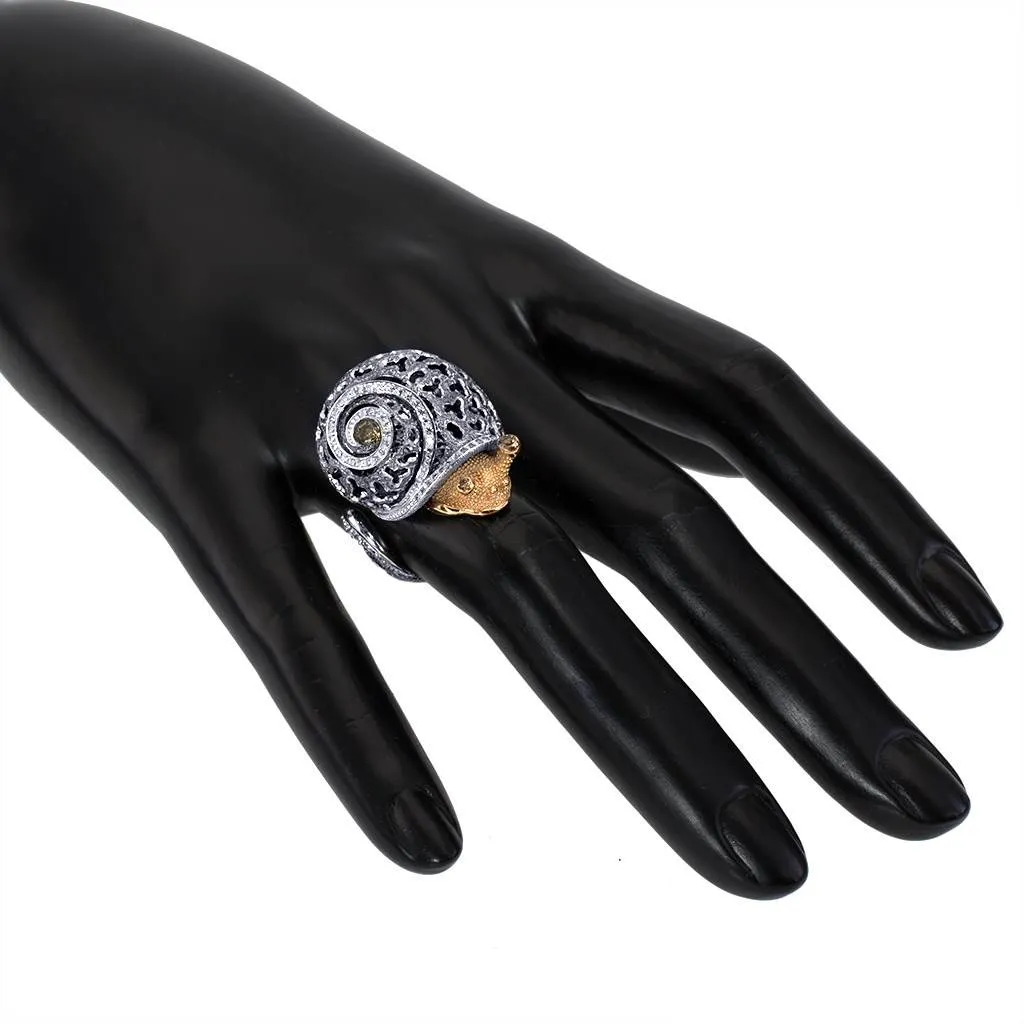 Silver & Gold Codi The Snail Ring with Diamonds