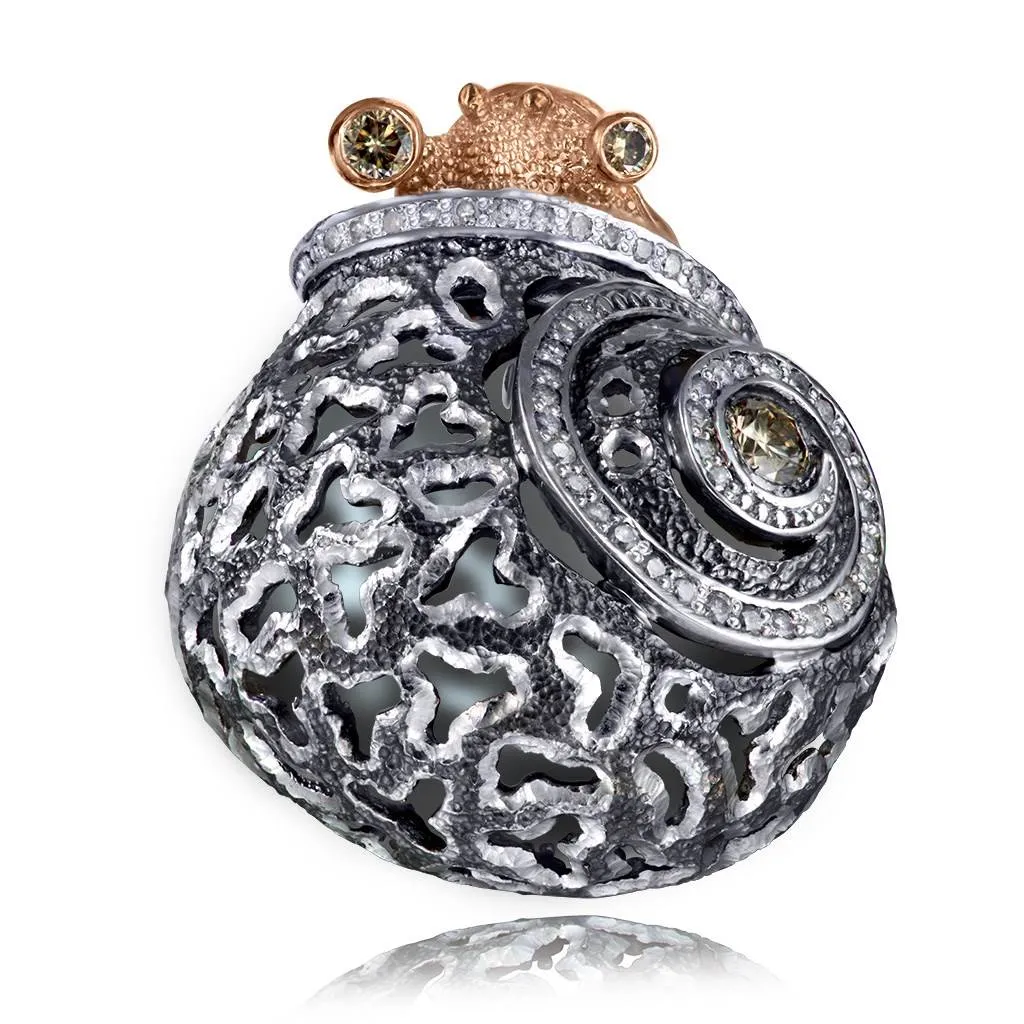 Silver & Gold Codi The Snail Ring with Diamonds
