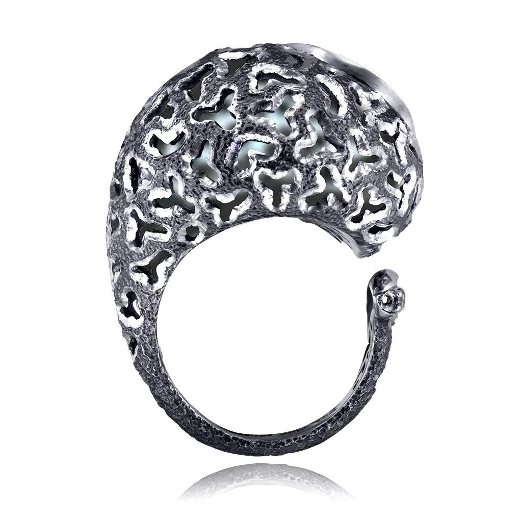 Silver & Gold Codi The Snail Ring with Diamonds