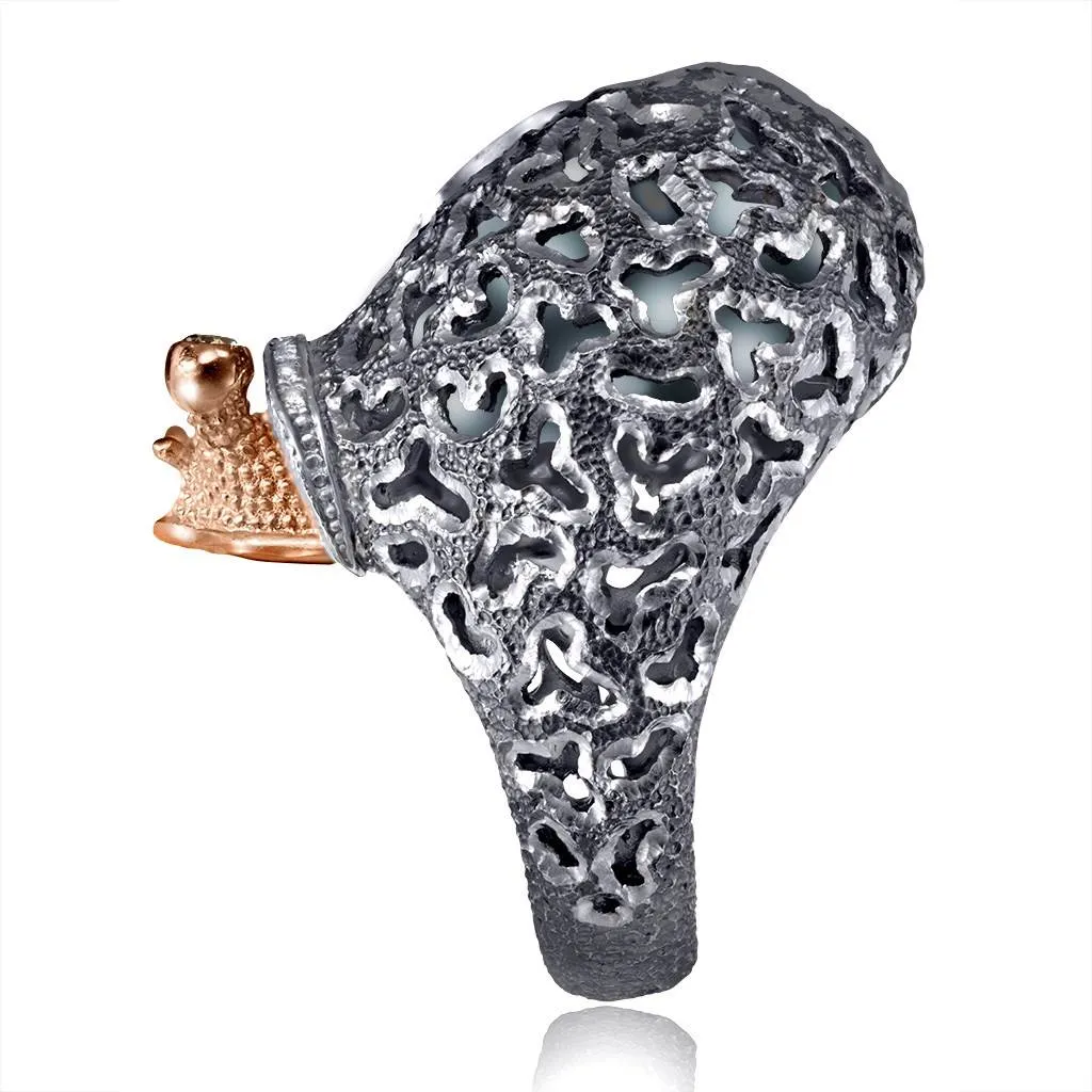 Silver & Gold Codi The Snail Ring with Diamonds