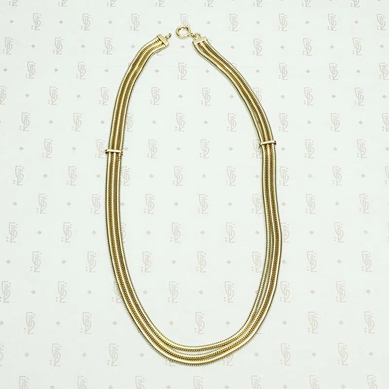 Sleek Retro Three Strand Gas Pipe Chain Necklace