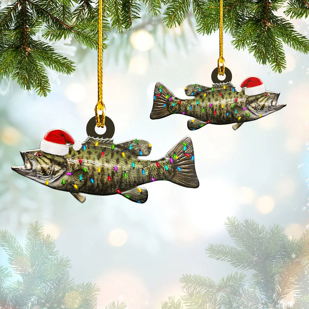 Smallmouth Bass Fishing - Shaped Ornament - 536