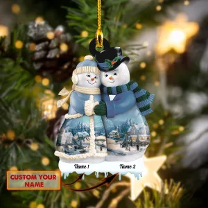 Snowman Couple - Custom Shaped Ornament - K05