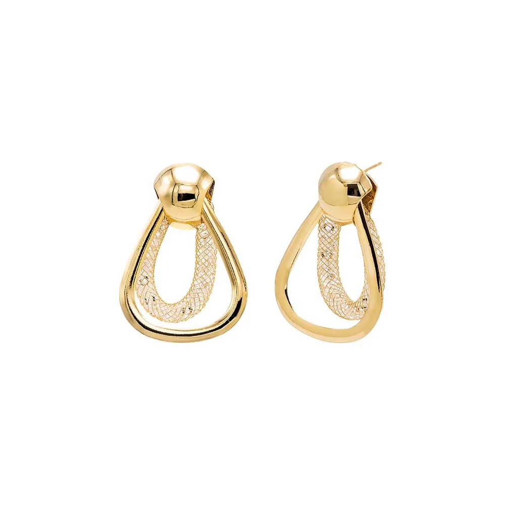 Solid & Mesh Open Drop Stud Earring