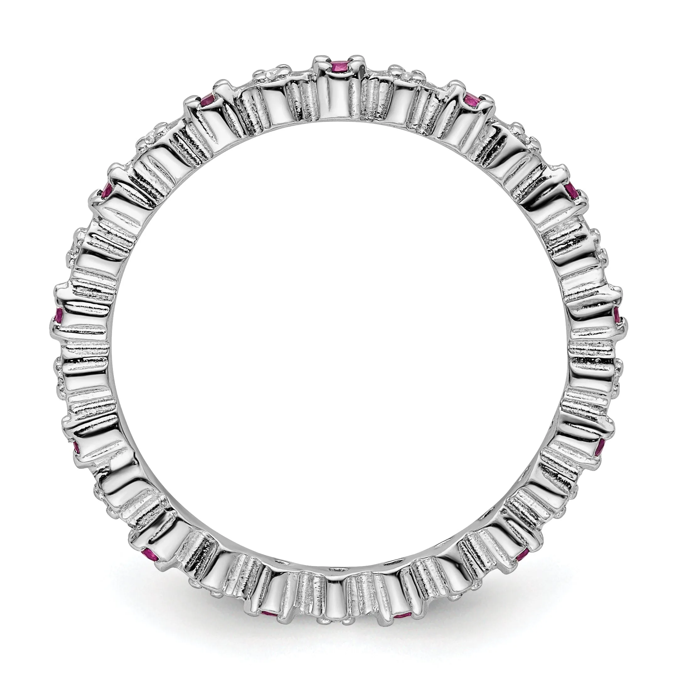Sterling Silver Created Ruby Diamond Ring