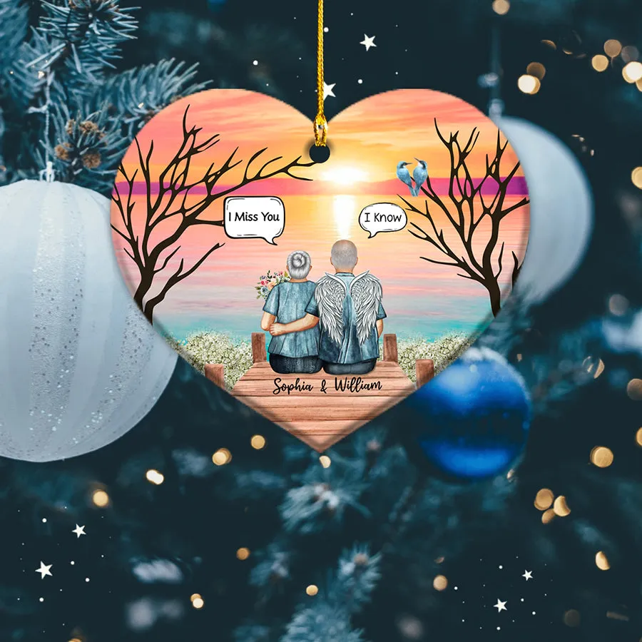 Still Talk About You Widow Old Couple - Memorial Gift - Personalized Custom Heart Ceramic Ornament