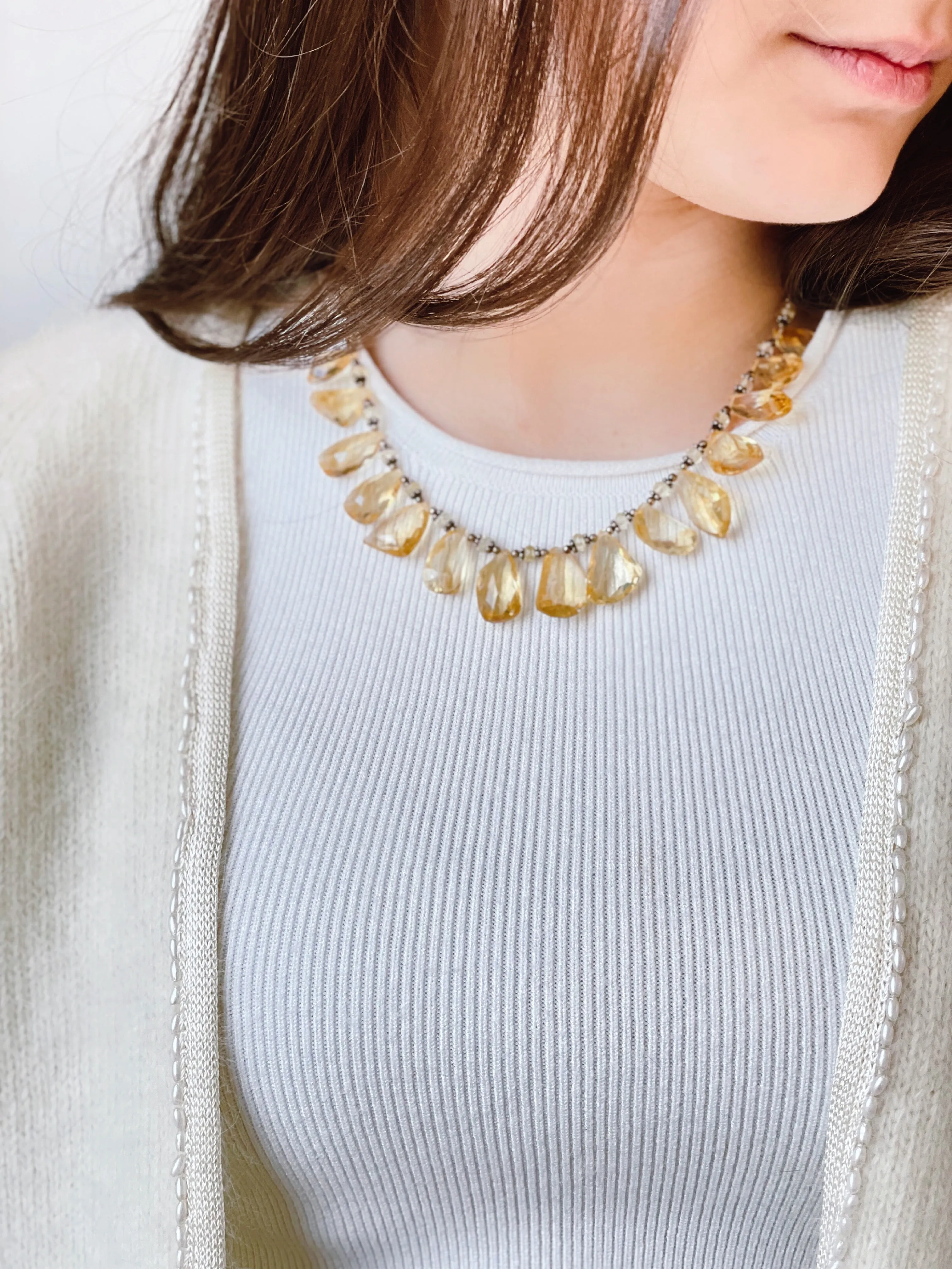 Stunning Vintage Citrine and Silver Necklace