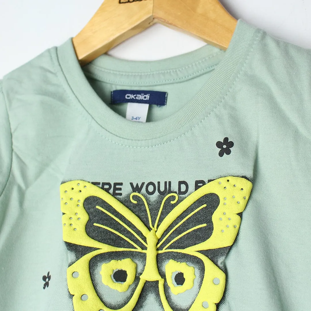Stylish Aqua Themed Girls T-Shirt
